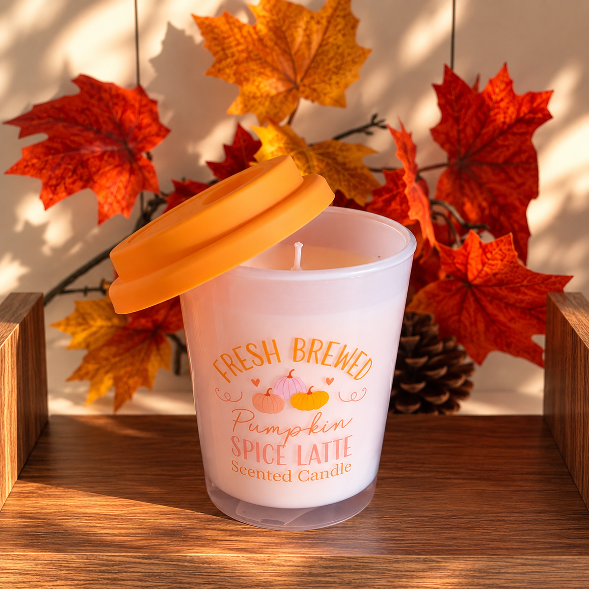 Pumpkin Spice Latte Duftkerze mit Deckel | Herbst Kerze Kürbis 42 Std.