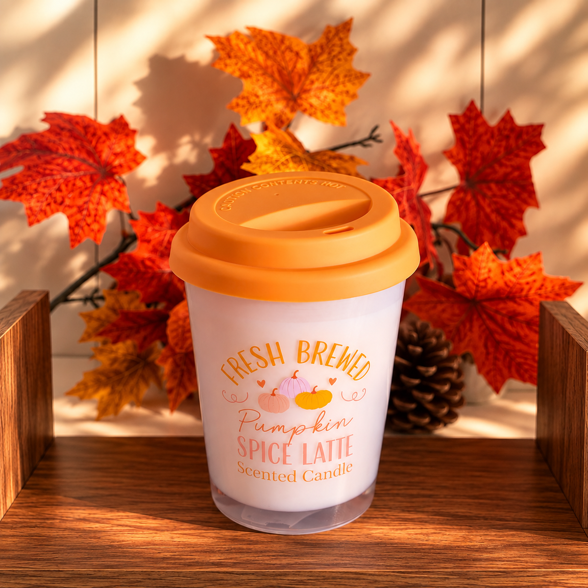 Pumpkin Spice Latte Duftkerze mit Deckel | Herbst Kerze Kürbis 42 Std.
